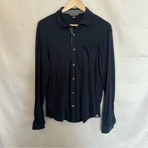 Michael Kors Knit Cotton Jersey Button Down Shirt